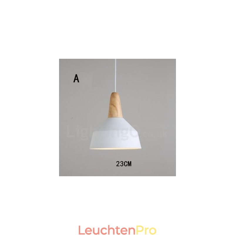 Moderne zeitgenössische Holz Metall Multi Farben Pendelleuchte