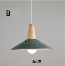 Moderne zeitgenössische Holz Metall Multi Farben Pendelleuchte