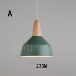 Moderne zeitgenössische Holz Metall Multi Farben Pendelleuchte