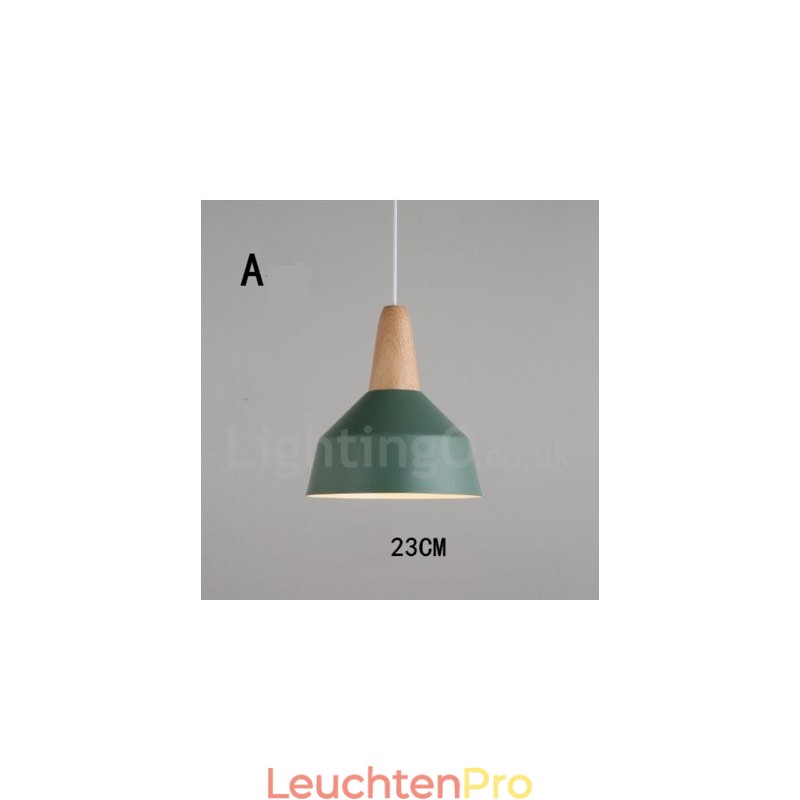 Moderne zeitgenössische Holz Metall Multi Farben Pendelleuchte