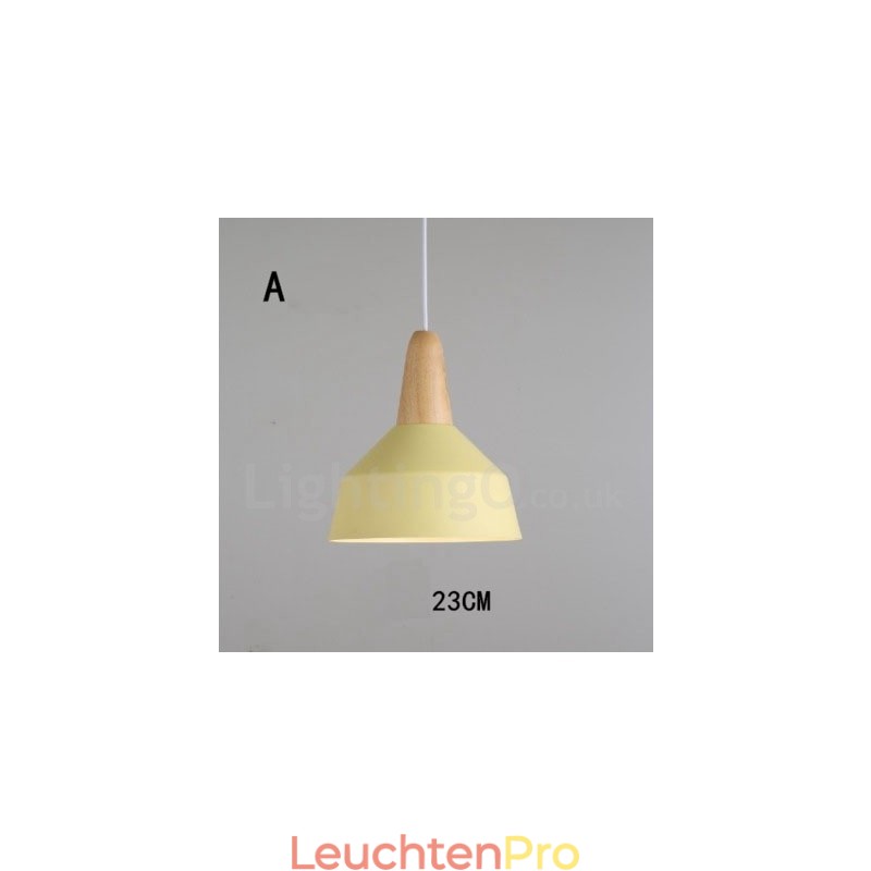 Moderne zeitgenössische Holz Metall Multi Farben Pendelleuchte