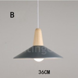 Moderne zeitgenössische Holz Metall Multi Farben Pendelleuchte