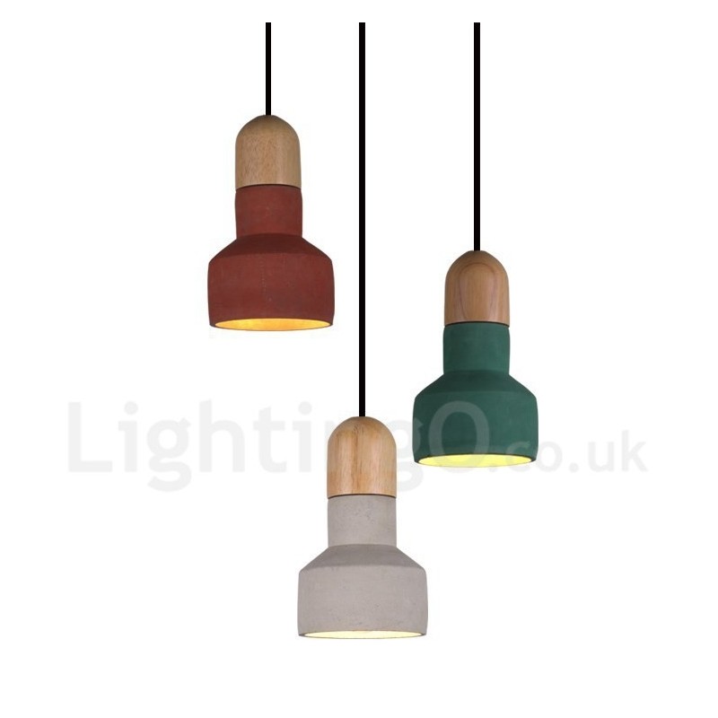 Vintage Holz Beton Multi Farben Pendelleuchte für Lampe