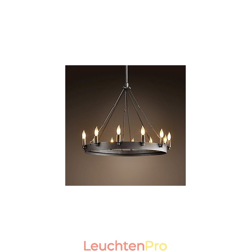Pendelleuchte aus Eisen im Retro-Stil mit 12 Lichtern in Kerzenfunktion