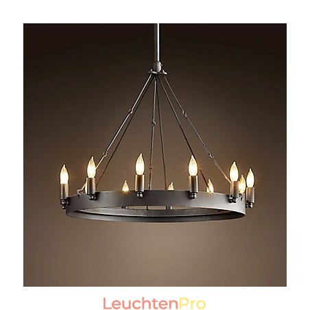 Pendelleuchte aus Eisen im Retro-Stil mit 12 Lichtern in Kerzenfunktion Pendelleuchte aus Eisen im Retro-Stil mit 12 Lichtern in Kerzenfunktion