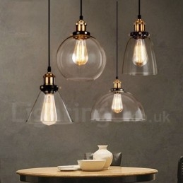 Retro Vintage Pendelleuchte mit Glasschirm Lampe
