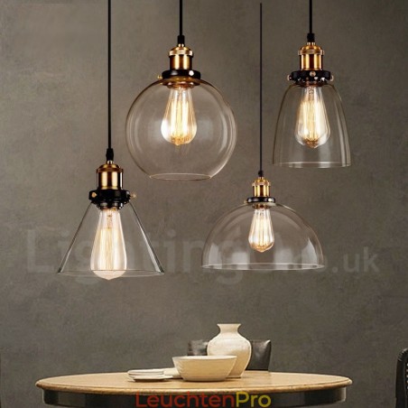 Retro Vintage Pendelleuchte mit Glasschirm Lampe Retro Vintage Pendelleuchte mit Glasschirm Lampe