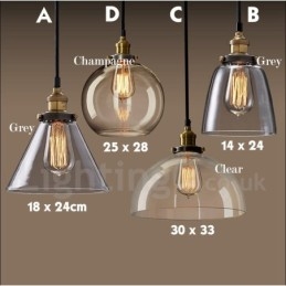 Retro Vintage Pendelleuchte mit Glasschirm Lampe