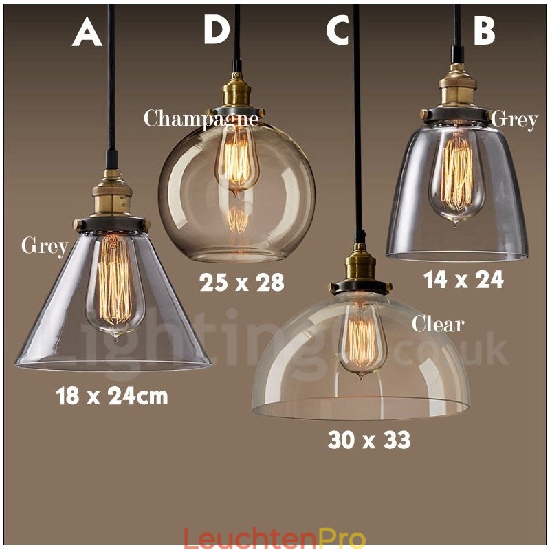Retro Vintage Pendelleuchte mit Glasschirm Lampe