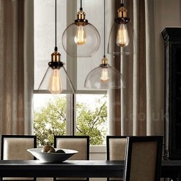 Retro Vintage Pendelleuchte mit Glasschirm Lampe