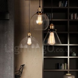 Retro Vintage Pendelleuchte mit Glasschirm Lampe