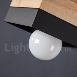 Moderne zeitgenössische Holz Metall Holz Pendelleuchte