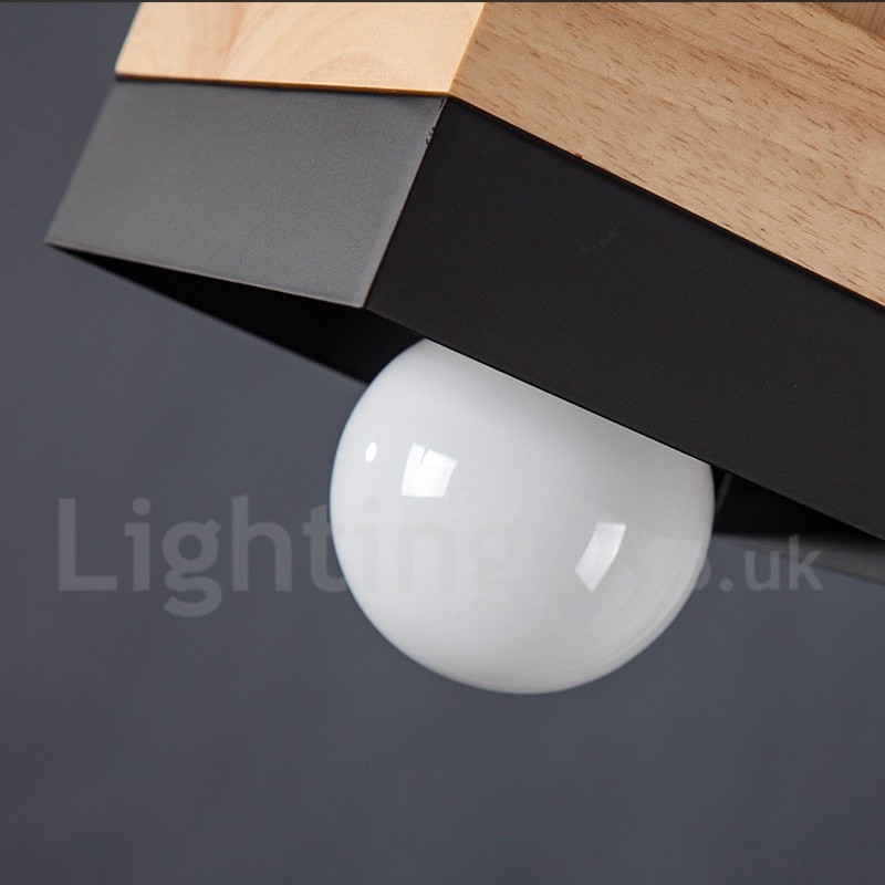 Moderne zeitgenössische Holz Metall Holz Pendelleuchte