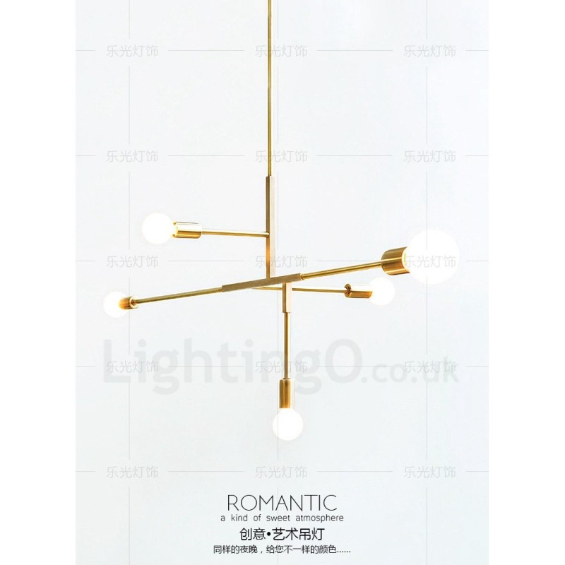 Moderne zeitgenössische Kupfer 5 Licht Kronleuchter Lampe