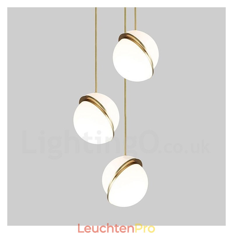 Moderne zeitgenössische Kupfer-Pendelleuchte mit Glasschirm