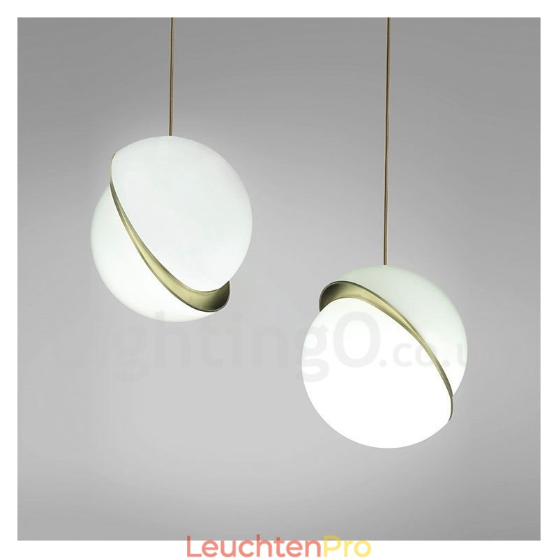 Moderne zeitgenössische Kupfer-Pendelleuchte mit Glasschirm