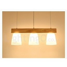 Moderne Pendelleuchte aus Holz mit 3 Lichtern
