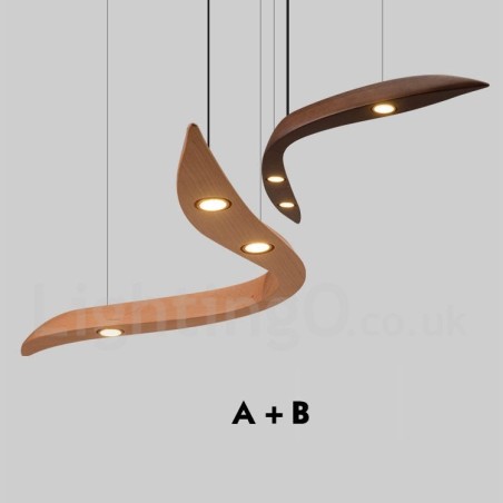 Moderne zeitgenössische Pendelleuchte aus Holz mit 3 Lichtern Moderne zeitgenössische Pendelleuchte aus Holz mit 3 Lichtern