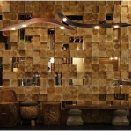 Moderne zeitgenössische Pendelleuchte aus Holz mit 3 Lichtern