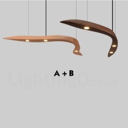 Moderne zeitgenössische Pendelleuchte aus Holz mit 3 Lichtern