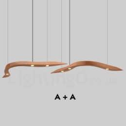 Moderne zeitgenössische Pendelleuchte aus Holz mit 3 Lichtern