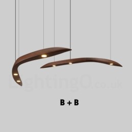 Moderne zeitgenössische Pendelleuchte aus Holz mit 3 Lichtern