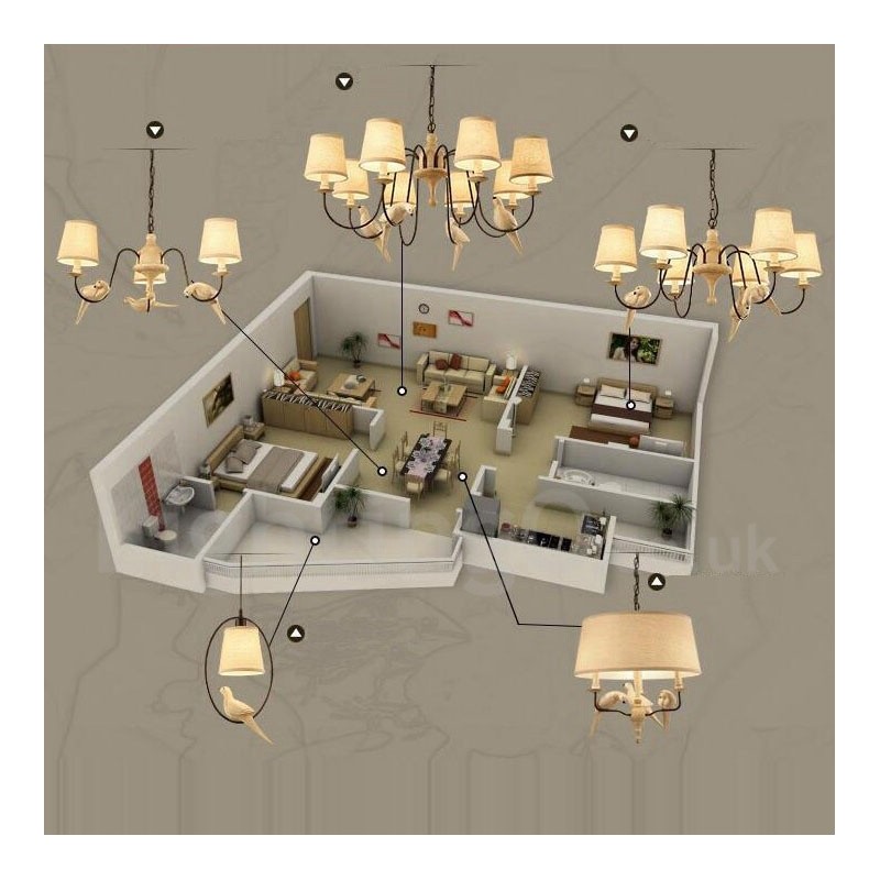 Rustikale Lodge Vintage-Pendelleuchte mit 3 Lichtern