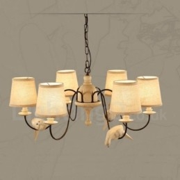 Rustikale Lodge Vintage-Pendelleuchte mit 6 Lichtern