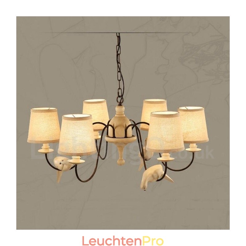 Rustikale Lodge Vintage-Pendelleuchte mit 6 Lichtern