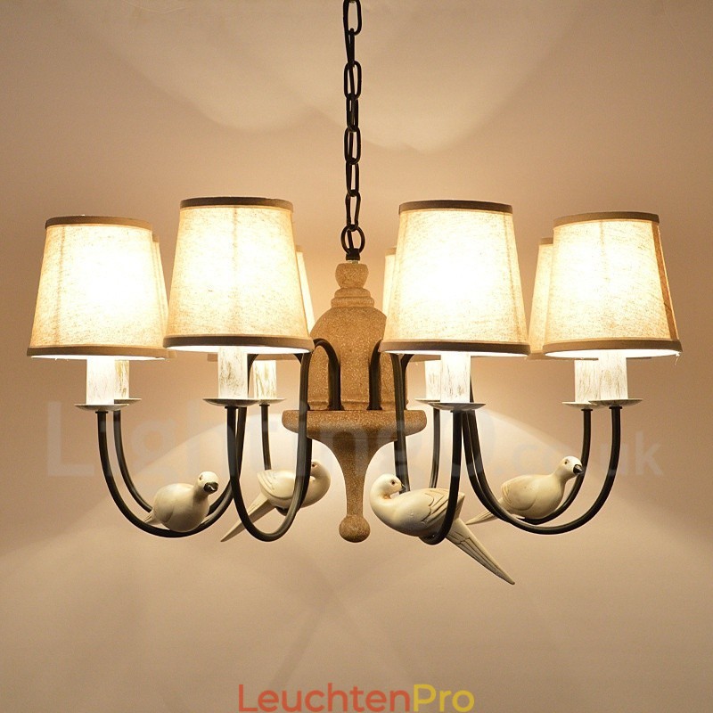 Rustikale Lodge Vintage-Pendelleuchte mit 8 Lichtern