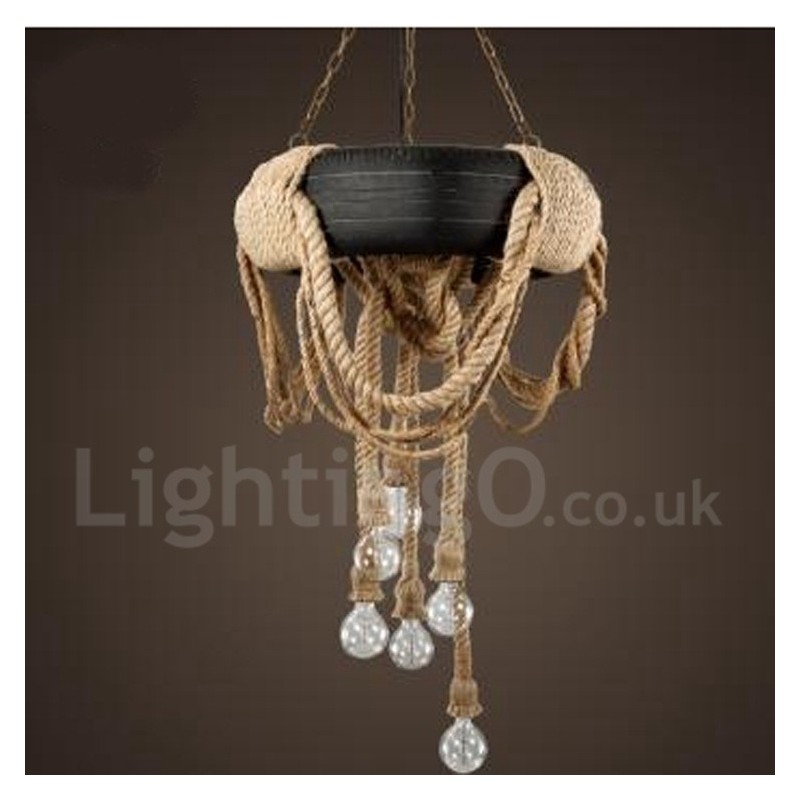 Country Vintage Pendelleuchte mit 6 Lichtern