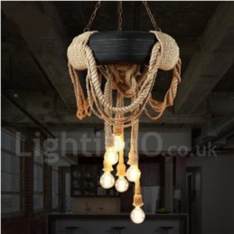 Country Vintage Pendelleuchte mit 6 Lichtern