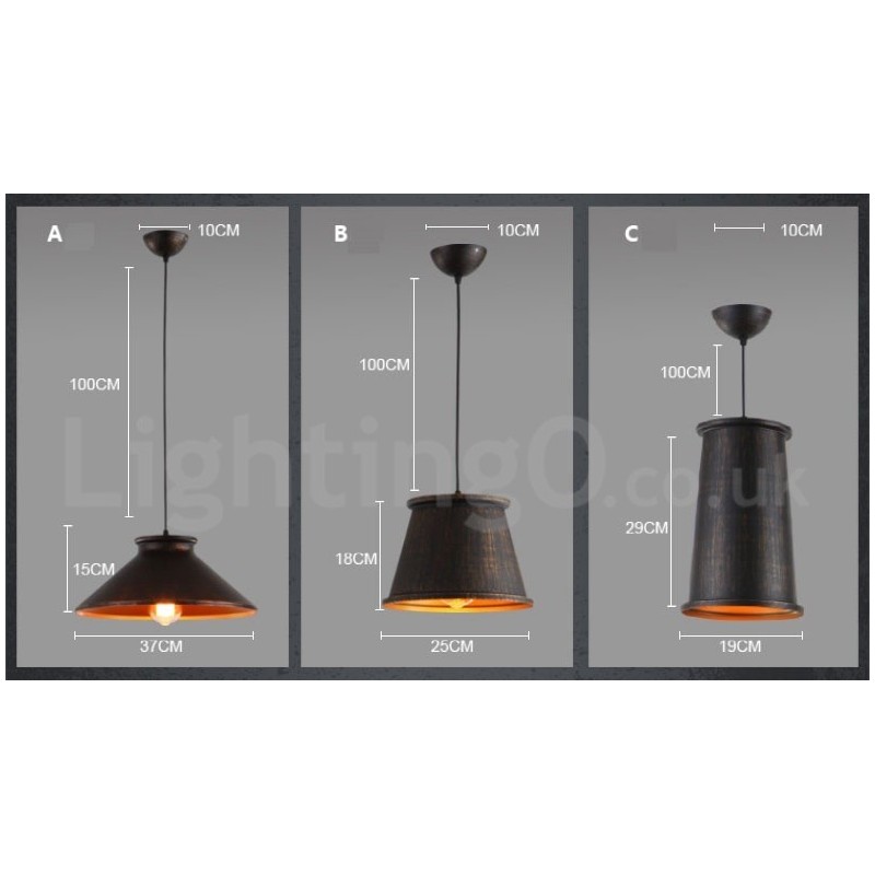 Retro Vintage 1 Licht Metall Pendelleuchte