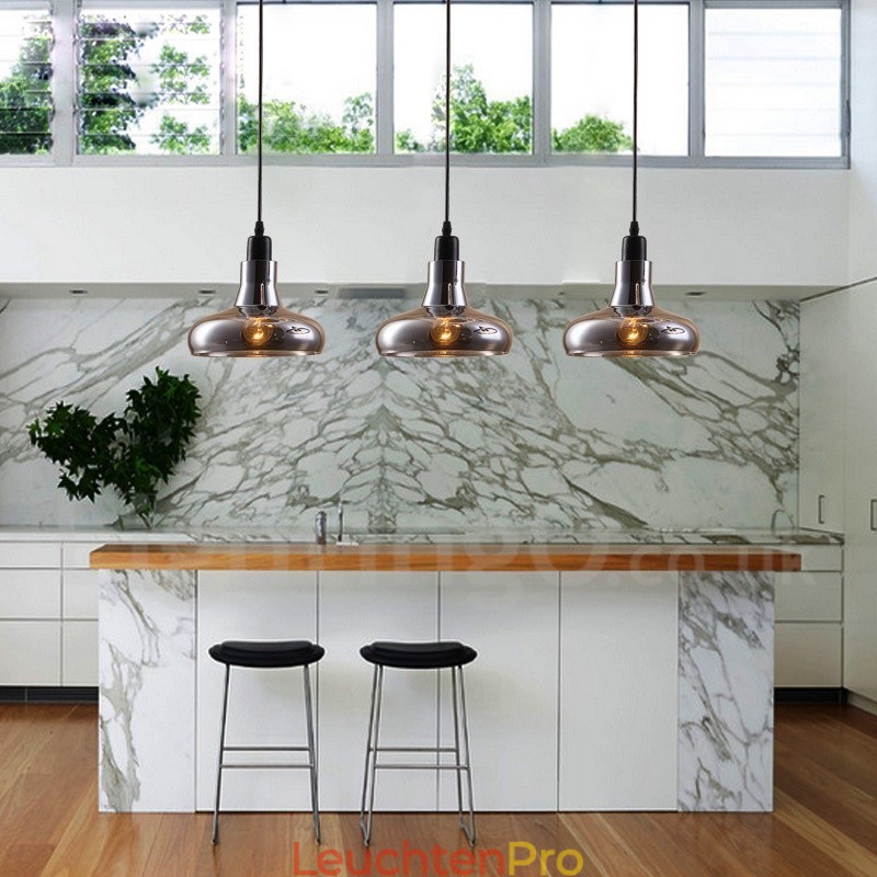 Retro Vintage 1-flammige Pendelleuchte mit Glasschirm