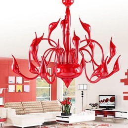 Moderne Kronleuchter Licht 18 Lichter G4 Rote Malerei