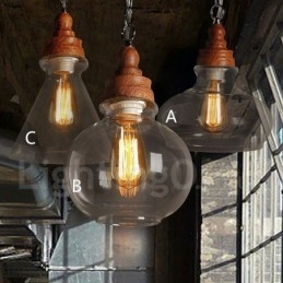 Retro Vintage Pendelleuchte mit Glasschirm Lampe