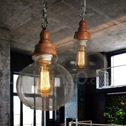 Retro Vintage Pendelleuchte mit Glasschirm Lampe