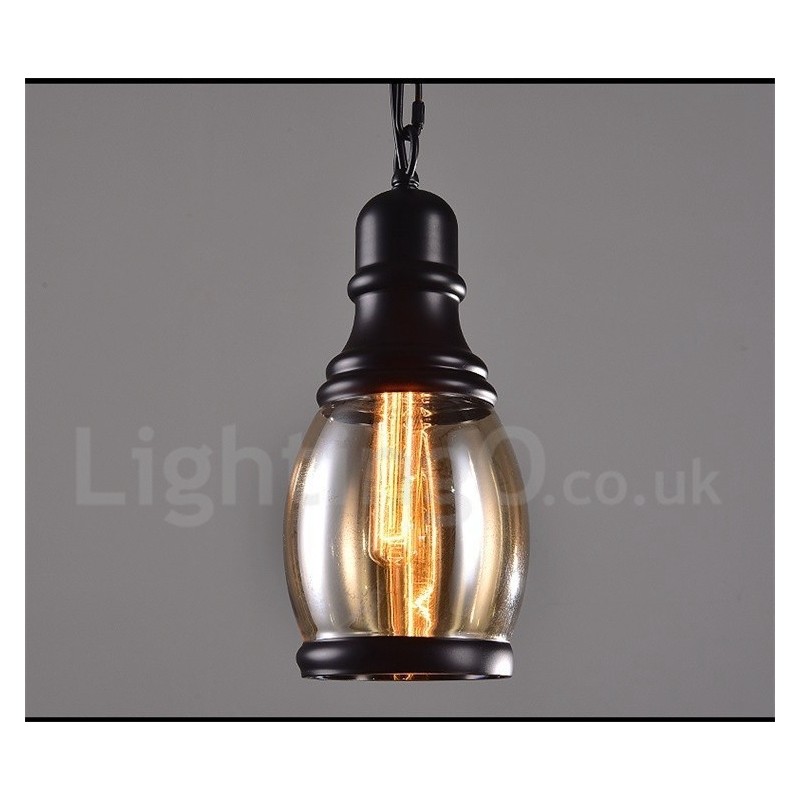 Retro Vintage Pendelleuchte mit Glasschirm Lampe