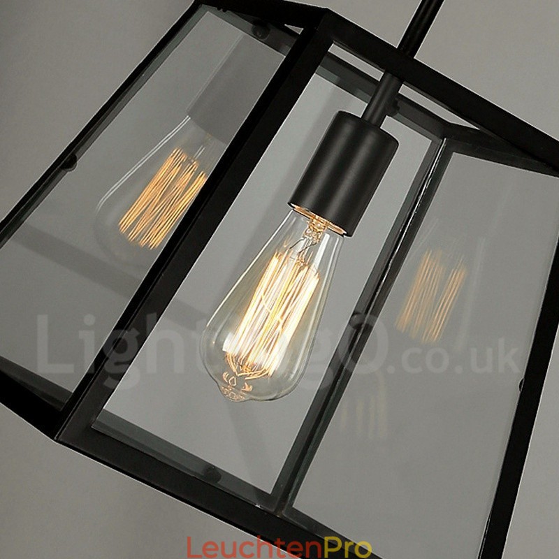 Vintage Pendelleuchte aus Metall mit Glasschirm