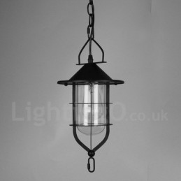 Vintage Pendelleuchte aus Metall mit Glasschirm