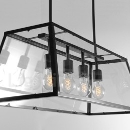 Rustikale Lodge Vintage-Pendelleuchte aus Metall mit Glasschirm