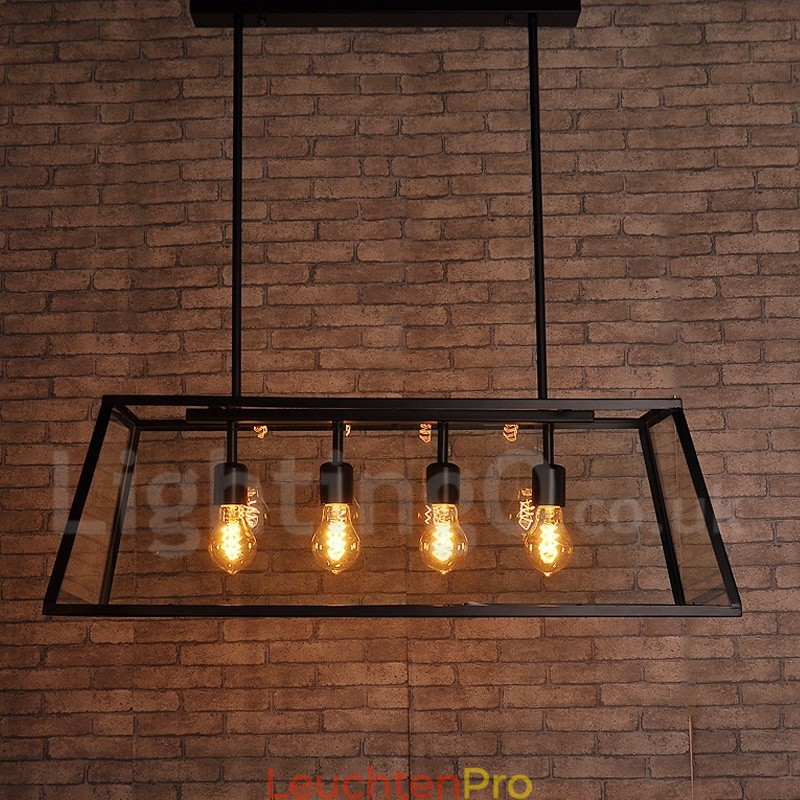 Rustikale Lodge Vintage-Pendelleuchte aus Metall mit Glasschirm