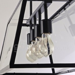 Rustikale Lodge Vintage-Pendelleuchte aus Metall mit Glasschirm