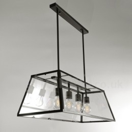 Rustikale Lodge Vintage-Pendelleuchte aus Metall mit Glasschirm