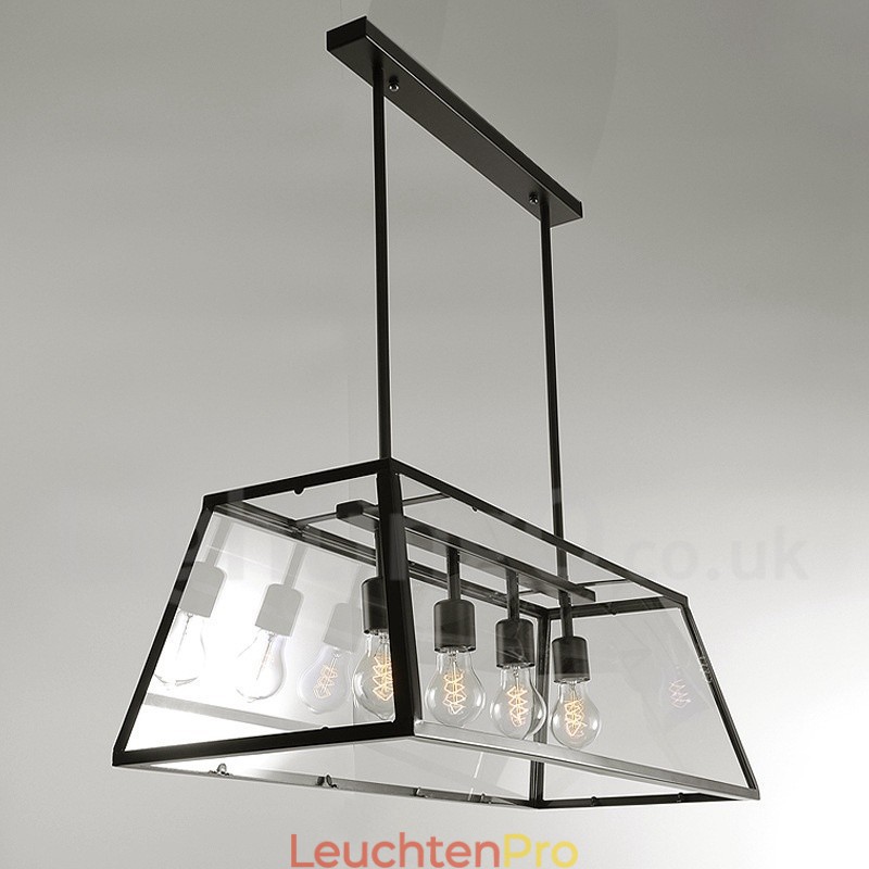 Rustikale Lodge Vintage-Pendelleuchte aus Metall mit Glasschirm