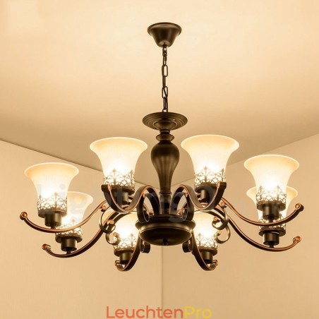 Rustikaler, integrierter Kronleuchter aus Metall mit 8 Lichtern im Lodge-Stil Rustikaler, integrierter Kronleuchter aus Metall mit 8 Lichtern im Lodge-Stil