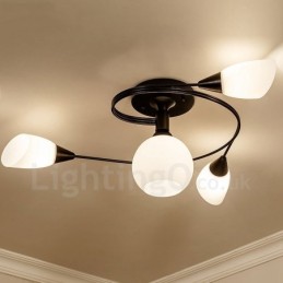 Rustikaler integrierter Kronleuchter mit 4 Lichtern und Glasschirm im Lodge-Stil