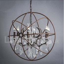 Durchmesser 60CM 80CM Vintage Kristall Malerei Metall Kronleuchter Rostige Farbe Pendelleuchte