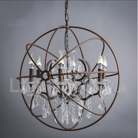Durchmesser 60CM 80CM Vintage Kristall Malerei Metall Kronleuchter Rostige Farbe Pendelleuchte Durchmesser 60CM 80CM Vintage Kristall Malerei Metall Kronleuchter Rostige Farbe Pendelleuchte