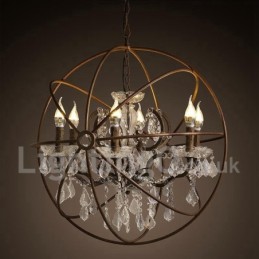 Durchmesser 60CM 80CM Vintage Kristall Malerei Metall Kronleuchter Rostige Farbe Pendelleuchte